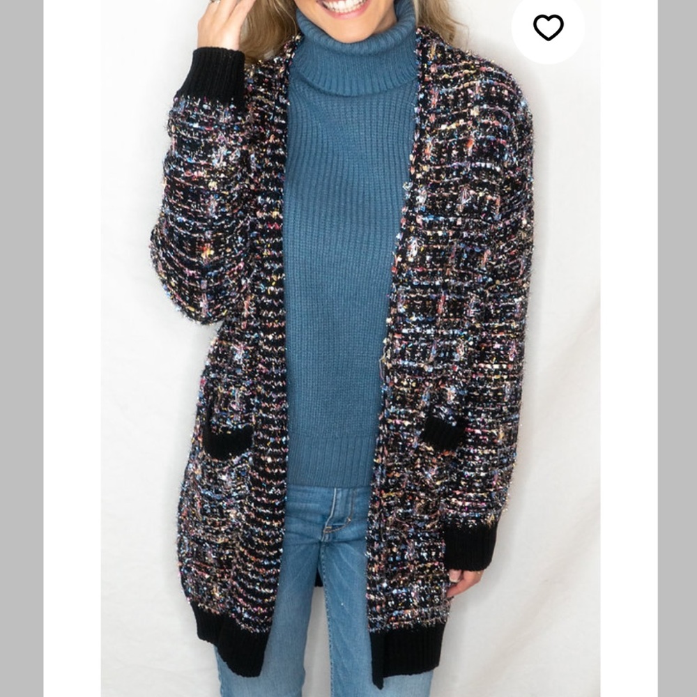 Navy Blue Sparkle Sweater with pockets NWT